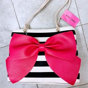 Betsy Johnson Stripe Tote Bag with Bow